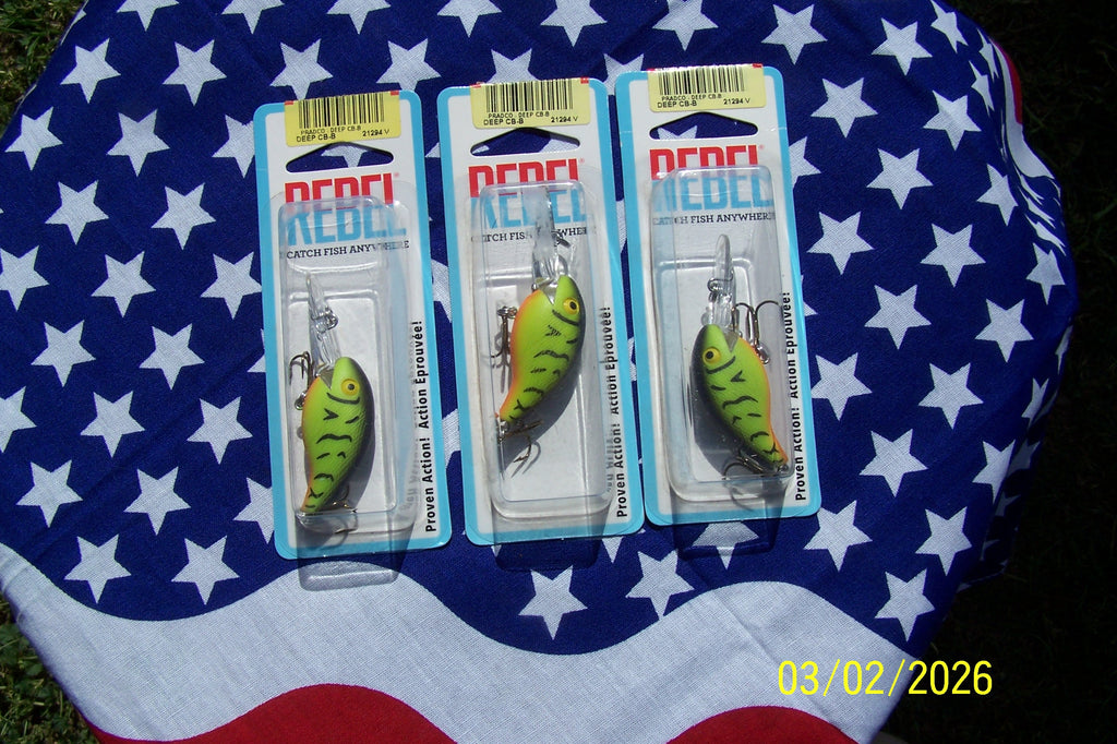 Rebel 1.5" Deep Diving CB-B Fishing Lure Bait Fire Tiger Vintage